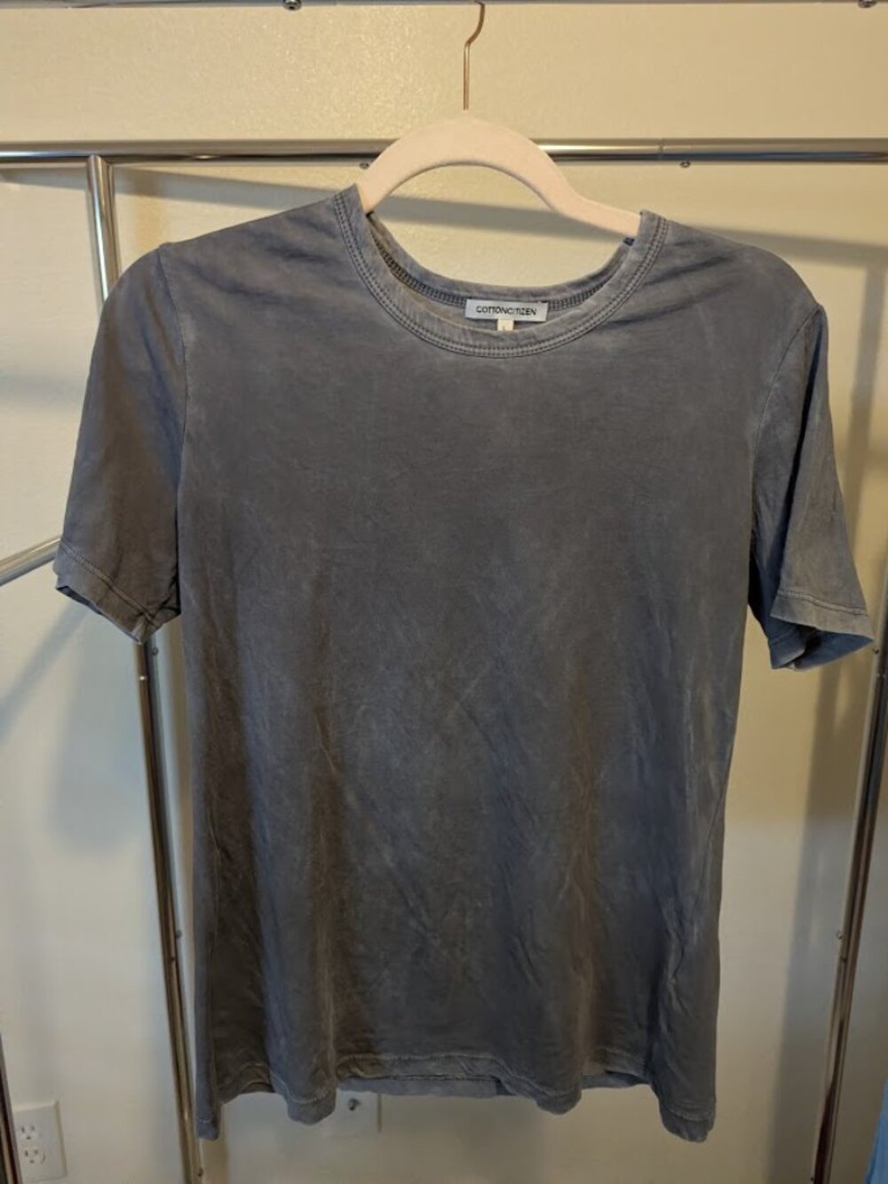 Cotton Citizen Supima Cotton Slim Fit Short Sleeve Shirt Vintage Grey Size Large